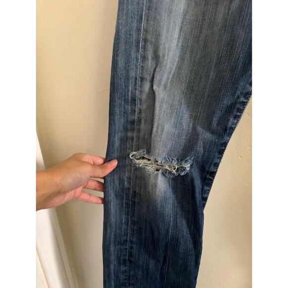 Lucky Brand Jeans Mens W 29 L 32 Blue Authentic Skinny Distressed - Picture 4 of 10